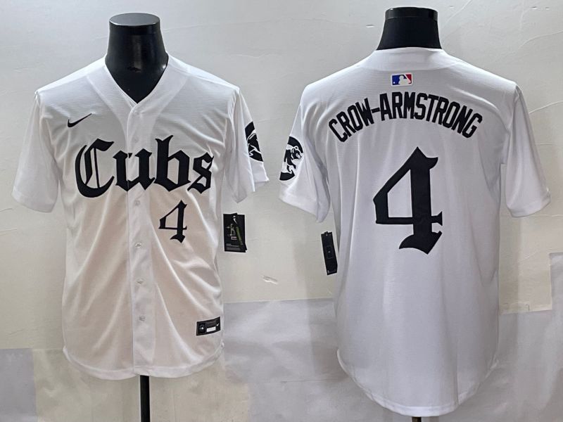 Men 2025 Chicago Cubs 4 Crow-Armstrong White Five generations Joint Name Nike MLB Jersey style 10